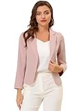 Allegra K Blazer Giacca Donna, Aperto, per Ufficio, Rosa Tinta Unita., 40