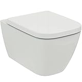 Ideal Standard - i.life B, WC sospeso RimLS+ senza brida completo di copriwater a chiusura rallentata, E-packaging dedicato al trasporto di ceramica, Bianco