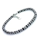 SAGA GIOIELLI® Bracciale Uomo Rondelle Pietre Dure Acciaio (ONICE E CRISTALLI)