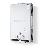 CO-Z Scaldabagno a Gas GPL 16L con Modalità Inverno ed Estate Caldaia a Gas GPL da 27.2 kW a Parete senza Serbatoio Scaldacqua Istantaneo Automatico con Anima in Rame e Display a LED (16L)
