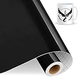 IModeur Pellicola in vinile plotter nero, 30,5 cm x 457,5 cm, colore nero lucido, pellicola per plotter in vinile, per cricut, silhouette cameo, la maggior parte delle tagliatrici