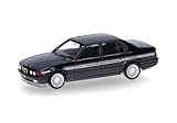 herpa Modellino BMW Alpina B11 3,5, nero, decorazione argento, miniatura in scala 1:87, pezzo da collezione, fatto in Germania, modello in plastica