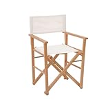 Danieli - Sedia da Regista in Legno per Esterni - Sedie Pieghevoli da Giardino in Legno di Faggio - Telo 100% Acrilico in Diverse Colorazioni - Ideali per Giardino, Terrazza, Spiaggia (Ecrù)