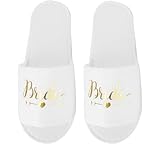 OHREN Ciabatte Sposa Eleganti, Pantofole Bianche Bride to Be per Matrimonio, Addio al Nubilato, Luna di Miele, Hotel, Pigiama Party, Taglia Unica