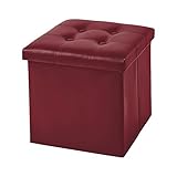 IlGruppone Pouf Contenitore in 2 Misure Medio 38x38 - Grande 50x50 Quadrato Portaoggetti in Ecopelle Poggiapiedi Salotto Sgabello Pouff Camera Design con Coperchio - Bordeaux - 50x50x50