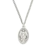 GHPKOTW 1 Collana Religiosa, Medaglia Miracolosa, Ciondolo con Simbolo Sacro, Forma Ovale, Colore Argento