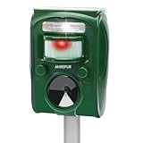 ANIREPUR Repellente Gatti, Ultrasonico Solare Alimentato Animale Deterrente per Giardino Piccioni, Uccelli, Cani, Gatti, Topi，Volpi, 5 Modalità Regolabili