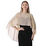 GIBZ Scialle Coprispalle Donna, Elegante Chiffon Stola Mantellina Estivo, Sciarpe Poncho per Sposa Matrimonio Cerimonia Festa, Cachi