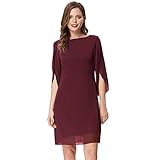 GRACE KARIN CL11125 - Abito estivo da donna, in chiffon, a maniche corte, elegante, da sera, da cocktail, Vino, XXXL