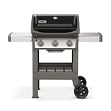 Weber Spirit II E-310 GBS Barbecue a Gas, 3 Bruciatori, Griglia di Cottura 60 x 46 cm, Termometro sul Coperchio, Ripiano Laterale Sinistro Ripiegabile, 4 Ruote, Nero/Grigio