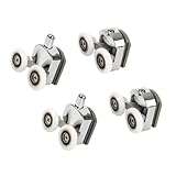 WeddHuis 4 Pezzi rotelle box doccia doppie da 23 mm,rotelle per porta doccia doppie 23 mm,resistenti e silenziose,per porte in vetro con spessore di 3-6 mm (23 mm)