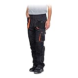 REIS FORECO-T SBP46 Pantaloni da Lavoro per Uomo, Protettivi, Antitaglio, Cargo, 80% Poliestere 20% Cotone, Acciaio-Nero-Arancione, Taglia 46