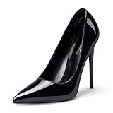 GENSHUO Scarpe da Donna a Punta con Tacco Alto e Tacco a Spillo Sexy, Nero (Interamente Nero), 37 EU