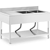 Royal Catering RCGS-2B140D7 - Lavello a 2 vasche da 500 x 400 x 250 mm, in acciaio INOX