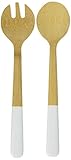 Pebbly NBA105 Posate per Insalata, bambù, Bianco, 31 x 10 x 5 cm