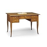 Mar.c.a. Design - Scrivania Arte Povera in Legno 107x55x78 cm 5 Cassetti - Scrittoio Vintage con Gambe a Sciabola Made in Italy