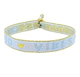 Selfmade Jewelry - Statement Festival Bracciale in tessuto, da donna, in tessuto rosa, per festival e abbigliamento da donna (Good Vibes (blu-oro)