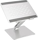 Amazon Basics Supporto per laptop con ventola di raffreddamento, regolabile ed ergonomico, con regolazione dell'altezza e dell'angolazione continue per laptops da 17,3", 27.9 x 23 x 5.6 cm, argento