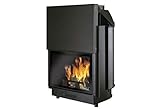 ACQUATONDO/29 SX Termocamino a Legna, Controllo Remoto e Monitoraggio Tramite Smartphone o Tablet, Nero, Moderno, Interno, 20/25 cm