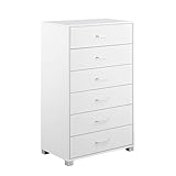 WeHome - Cassettiera Camera Da Letto, Cassettiera 6 Cassetti 68x40x115 Cm, Cassettiera In Legno Mobile Camera Da Letto, Cassettiera Salvaspazio Nancy, Como Camera Da Letto (Bianco)