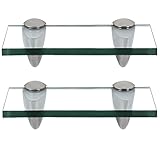 Randaco 2 ripiani in vetro trasparente con supporto a parete e vetro di sicurezza monolastra da 8 mm, perfetto come mensola da doccia/bagno per bagno, cucina, balcone (20 x 10 x 0,8 cm)