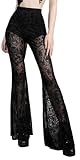 SEAUR Gothic Punk - Pantaloni da donna in pizzo floreale vintage, in velluto nero, Y2K, per il tempo libero, Grunge Party Club Wear, C01, L