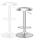RELAX4LIFE Sgabello Moderno in Acciaio Inossidabile, Sedia da Bar Girevole con Poggiapiedi, Altezza Regolabile, Pistone a Gas, Sgabello da Banco Alto, per Isola Cucina, Pub, Caffetteria, Argento