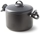 Accademia Mugnano Fuoco & Idee Pentola con Scolapasta, Resistente ed Antiaderente, Alluminio, Nero, Centimetri 22, 6 unità