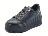 LIU JO BF5039 Selma Black Sneakers Moda per Donna in Pelle Nera con Zeppa (Taglia 37)