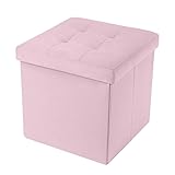 INTRECCI Pouf Contenitore, Puffo per Sedersi, Panca Contenitore, Effetto Velluto, Quadrato, 38x38x38 cm, Imbottito, Versatile, Facile da Pulire. Colore: Rosa Antico