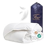 Ferò Piumone Una Piazza e Mezza Invernale d'Oca Caldo 200x200, Made in Italy, Duvet in Piuma e Piumino D'Oca Bianca, Cotone Percalle 250TC, Antiacaro, Ipoallergenico e Lavabile, OEKO-TEX