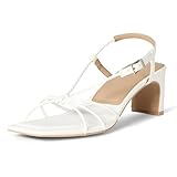 Amazon Essentials Sandali con Tacco Largo e Cinturino Donna, Ecopelle Bianca, 40 EU