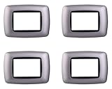 4 Pezzi Placche Compatibile Con Bticino Living, Placche Plastica Bombata (3 Posti/Moduli,Silver)