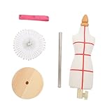 Hemobllo Manichino Sartoriale Mini con Base in Pino Regolabile Torso in Cotone Elasticizzato Beige per Cucito e Modellismo Abiti per Sartoria e Insegnamento