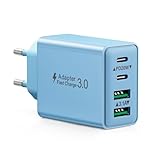 Caricatore USB C Rapido, 40W 4Porto Presa USB Caricatore Multipla PD+ QC3.0 Carica, Spina Alimentatore USBC Caricabatterie per iPhone 16 15 14 Pro Max, Samsung S22 S23 S24 Spinotto Adattatore
