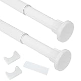 FALSKT Bastoni per Tende a Pressione 90-160cm Bastone Tenda Estensibile Bacchette per Tende a Molla Aste per Tende senza Forare Regolabile per Balcone Bagno Box Doccia Appendiabiti Φ 25mm Bianco