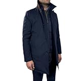 VEQUÈ Cappotto Impermeabile da Uomo Invernale Taglio Lungo Trench Eegante Imbottito Giacca Casual Con Gilet Removibile Linea Sartoriale Giubbotto Classico (IT, Numero, 50, Regular, Regular, Blu)