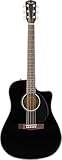 Fender CD-60SCE Dreadnought - Chitarra Acustica Elettrificata, Cutaway, Abete Massello, Tastiera in Noce, Nero, Suono Potente e Versatile, Include Lezioni Gratuite su Fender Play