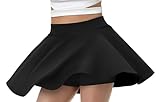 Gonna estiva da donna, grande elasticità, casual, basic, linea ad A, a vita alta, leggera, con pantaloni, mini gonna da tennis, Nero , X-Small