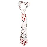 TOYANDONA Carte da gioco Cravatte Cravatte Poker Cubo Stampa Cravatta Partito Costume Accessori (Bianco), bianco, 75 cm