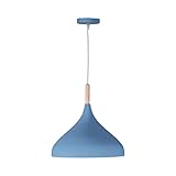 BEL AIR HOME - Lampada a sospensione Baviera 1xE-27 (lampadina non inclusa) Diametro 30 cm in metallo e legno, altezza regolabile (blu)