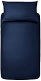 Amazon Basics Set copripiumino singolo in microfibra, 2 pezzi, copripiumino 135 x 200 cm e 1 federa da 50 x 80 cm, blu navy, tinta unita