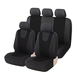 LiYaBaiHuo 9 Pezzi Auto Set Coprisedili per Skoda Fabia 2000-2025, Fodere Anteriori E Posteriori Copri Sedili Impermeabili Protezione Accessori,C/Black