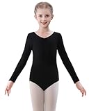 FONLAM Body da Danza Balletto per Bambine Ragazze Manica Lunga Leotard Ballet Ginnastica Ritmica Bambine (Nero, 4-5 Anni)