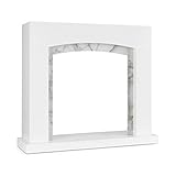 KLARSTEIN Studio Frame II - Alloggiamento per Camino, Decorativo, Design Moderno, MDF, Decorazione in Marmo, Adatto per Inserti Camini Elettrici, Fissaggio a Parete, Bianco