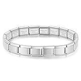 Quiges - Bracciali Charm Module Matt in Acciaio Inossidabile da 9 mm per collegamenti all'italiana