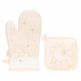 THUN Set presina e guantone, 100% cotone, Collezione Elengance, presina 17 x 17; guantone 18 x 30 cm