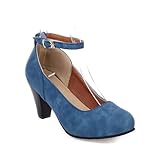 Elegante donna tacchi alti con tacco alto per ufficio quotidiano vacanza scarpe comode in colore semplice perfetto con abiti jeans, Blu, 39 EU