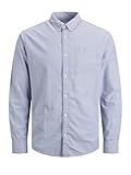 Jack & Jones JJEOXFORD Shirt L/S S21 Noos Camicia, Blu Cashmere, vestibilità Aderente, S Uomo