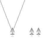 Swarovski Set Attract, Taglio Pear, Bianco, Placcato rodio
